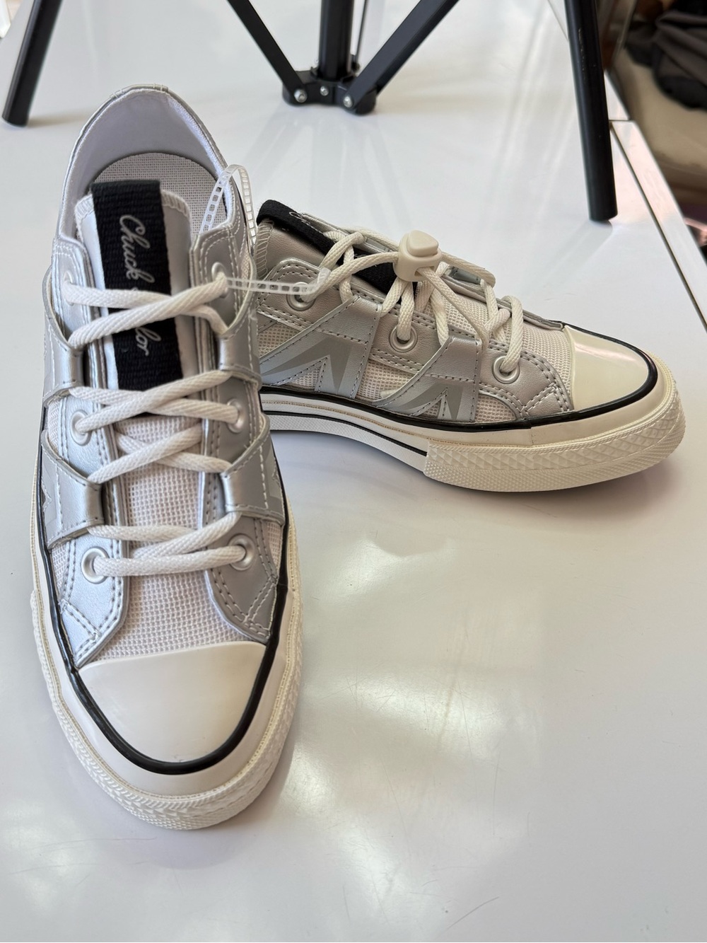 Converse Chuck 70 Low "Metallic Pack" Silver White Sneakers - Style A15188 6.5 - Picture 14 of 16
